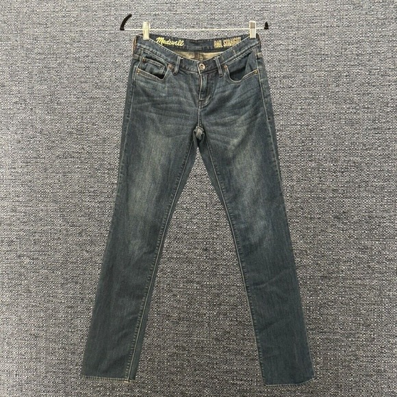 Madewell Womens Jeans Size 28x34 Dark Wash Rail Straight‎ Classic Preppy - Picture 1 of 14